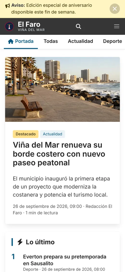 Portada de El Faro en un celular